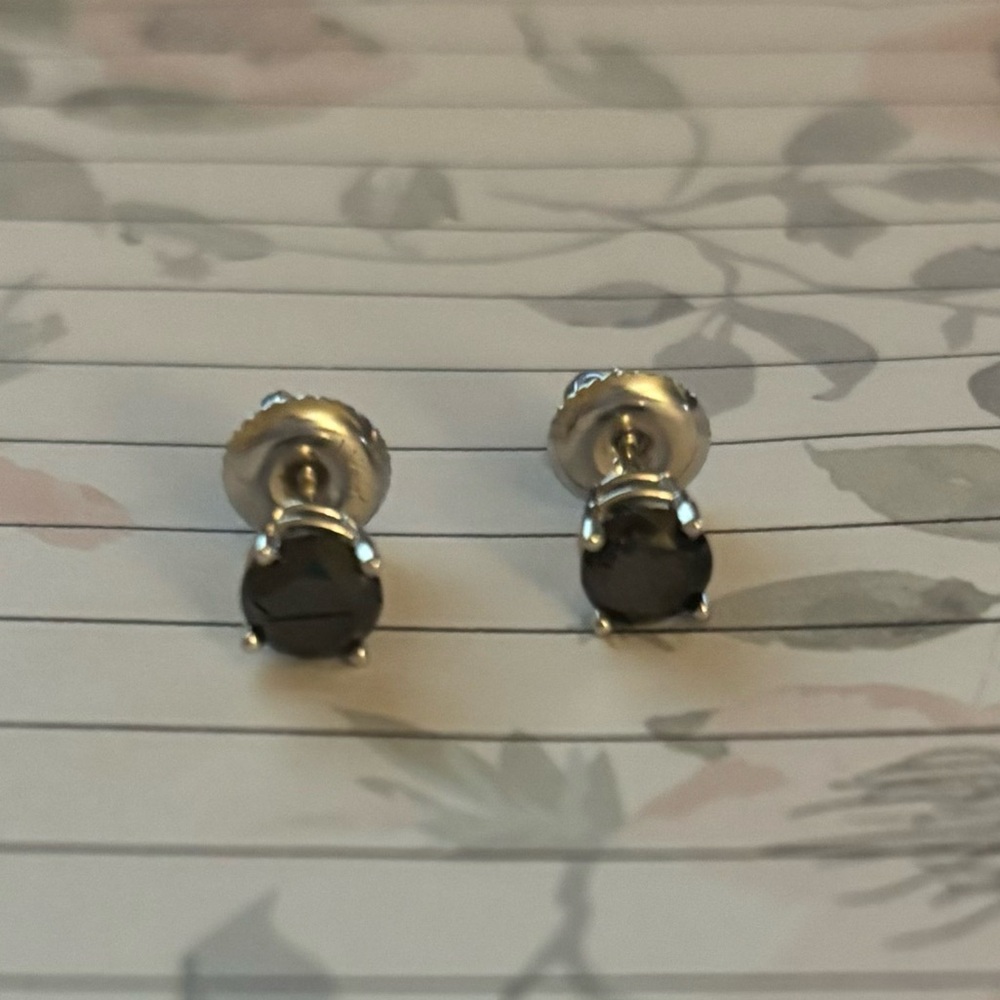 Black Diamond 14K White Gold Earrings